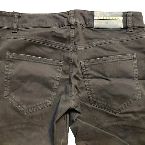 John Richmond X Black Cotton Ruched Cropped Skinny Pants Jeans Sz 38 NWT - Picture 6 of 11